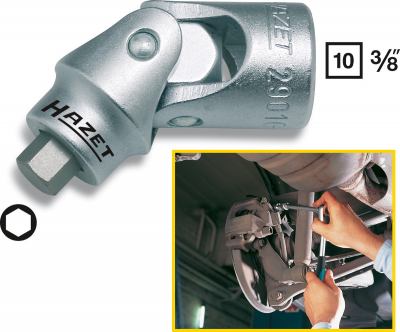 HAZET Bremssattel-Gelenkeinsatz 2901G-7   3/8"   Innen-Sechskant Profil   Schlüsselweite: 7   Gesamtlänge: 48.5 mm