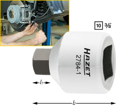 HAZET Bremssattel-Schraubendreher-Steckschlüsseleinsatz 2784-1   3/8"   Innen-Sechskant Profil   Schlüsselweite: 7   Gesamtlänge: 24 mm