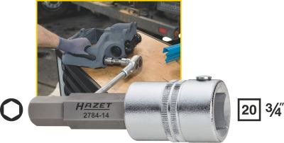 HAZET Bremssattel-Schraubendreher-Steckschlüsseleinsatz 2784-14   3/4"   Innen-Sechskant Profil   Schlüsselweite: 14   Gesamtlänge: 110 mm
