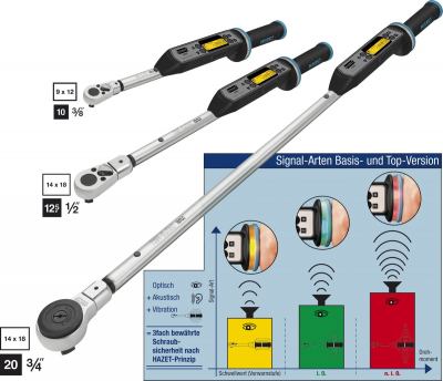 HAZET Elektronischer Drehmoment- / Drehwinkel-SchlüsselTOP-Version 7290-2ETAC ∙ Einsteckvierkant 9x12 mm, Außenvierkant Antrieb 10 = 3/8 Zoll ∙ Abmessung: 344 ∙ Nm min-max: 3 - 60