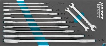 HAZET Double open-end wrench set 163-519/12 ∙ Outside hexagon profile ∙ Number of tools: 12