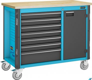 HAZET Mobile work bench 179NW-7 ∙ Drawers shallow: 6 x 76 x 522 x 398 mm ∙ Drawers tall: 1 x 161 x 522 x 398 mm
