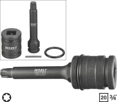 HAZET Bremsscheiben Schraubendreher-Steckschlüsseleinsatz-Satz 2784-T60/4   3/4"   Innen TORX® Profil   Schlüsselweite: T 60   Gesamtlänge: 120 mm   Anzahl Werkzeuge: 4