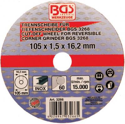 Trennscheibe für BGS Tiefenschneider 105x1,5x16,2 BGS-3266 PRO+