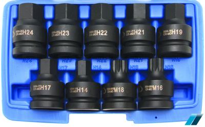 Bit-Einsatz-Set Innen-6-kant + Innenvielzahn, 3/4", 9-tlg. BGS-5054