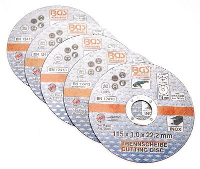 Trennscheibe für Edelstahl 115 x 1,0 x 22,2 mm, 5er Set BGS-3935 PRO+