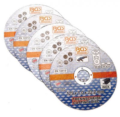 Trennscheibe für Edelstahl 125 x 1,0 x 22,2 mm, 5er Set BGS-3936 PRO+