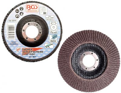 Fächer-Schleif-Scheibe, Ø 115 mm, Körnung 80 BGS-3971 PRO+