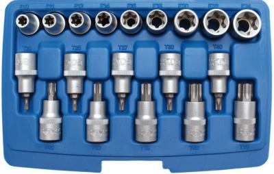 Bit-Einsatz / Steckschlüssel Set E-Profil / T-Profil, 12,5 (1/2), 19-tlg. BGS-5100 PRO+
