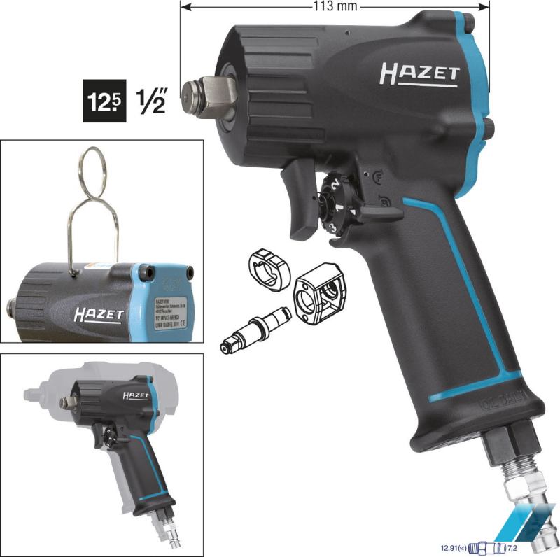 HAZET Druckluft Schlagschrauber, 1/2" 1100Nm-678Nm Klein Mini 9012M