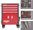 CAROLUS Werkstattwagen Wingman mit Werkzeugsatz 2250.3802, 132-tlg. mit 4 Schubladen